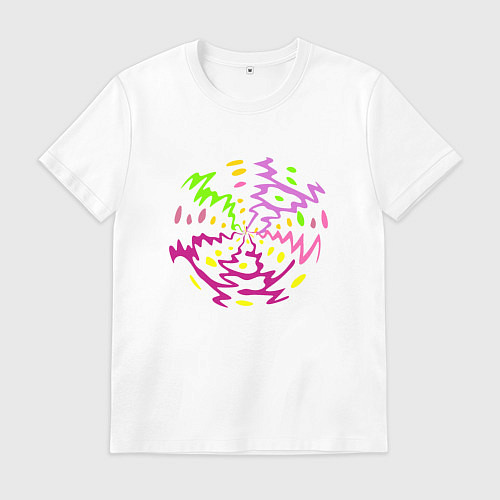 Мужская футболка Разноцветная абстракция по кругу / Белый – фото 1