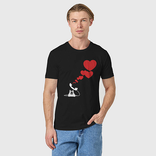 Мужская футболка Телефон с сердечками / Черный – фото 3