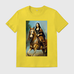 Футболка хлопковая мужская Мона Лиза верхом на коне, цвет: желтый