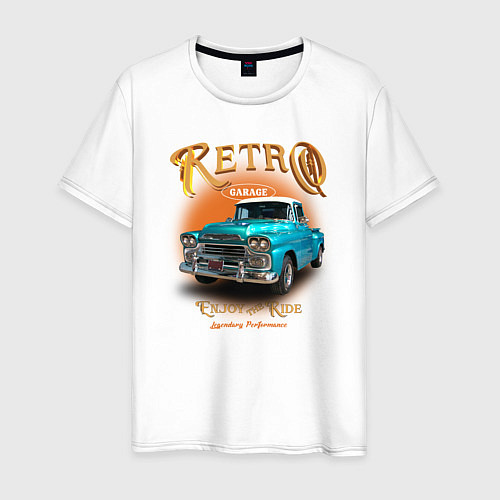 Мужская футболка Ретро гараж и автомобиль Chevrolet Apache / Белый – фото 1