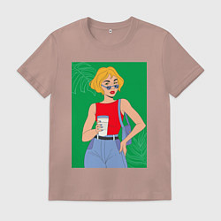 Мужская футболка Капучино вайб зеленый