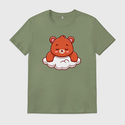 Футболка хлопковая мужская Мишка на облаке, цвет: авокадо