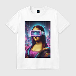 Мужская футболка Джоконда в виртуальных очках - киберпанк