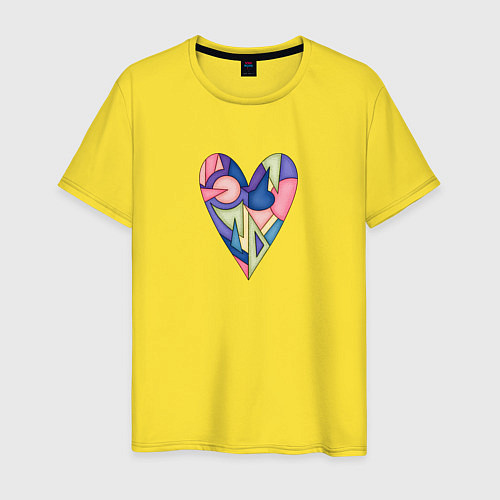 Мужская футболка Сердце - мозаика / Желтый – фото 1