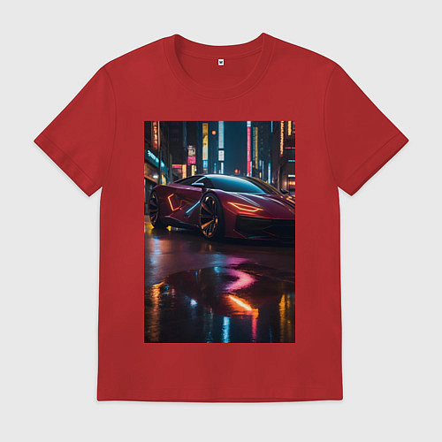 Мужская футболка Суперкар и неон / Красный – фото 1