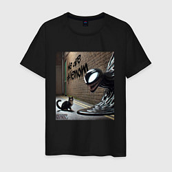 Футболка хлопковая мужская Cat and Symbiote - we are Venom meme, цвет: черный