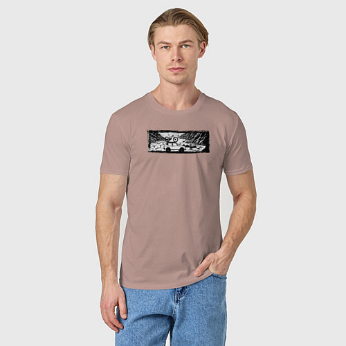 Мужская футболка Внедорожник, велосипед и тропы / Пыльно-розовый – фото 3