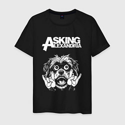 Футболка хлопковая мужская Asking Alexandria rock dog, цвет: черный