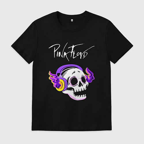 Мужская футболка Pink Floyd - неоновый череп / Черный – фото 1