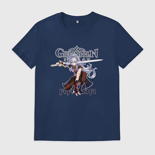 Мужская футболка Разор из игры Genshin Impact / Тёмно-синий – фото 1