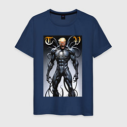 Футболка хлопковая мужская Venom-Trump collaboration - ai art fantasy, цвет: тёмно-синий