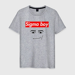 Футболка хлопковая мужская Sigma boy roblox face - gaming meme collab, цвет: меланж