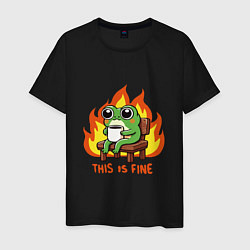 Футболка хлопковая мужская Frog - this is fine, цвет: черный