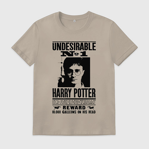 Мужская футболка Harry Potter - wanted / Миндальный – фото 1