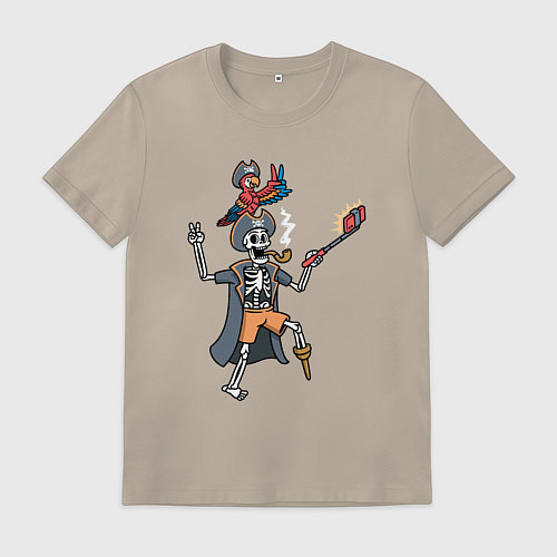 Мужская футболка Пиратское селфи / Миндальный – фото 1