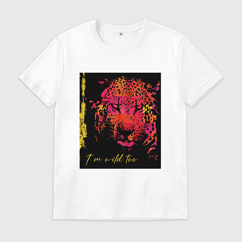 Мужская футболка Леопард-разноцветная абстракция / Белый – фото 1