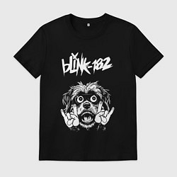 Футболка хлопковая мужская Blink 182 rock dog, цвет: черный