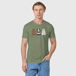 Футболка хлопковая мужская Три мишки, цвет: авокадо — фото 2
