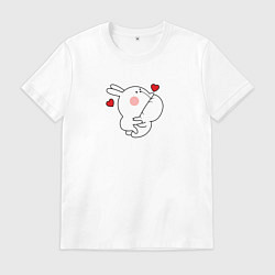 Мужская футболка Мультяшный кролик укусил для пары