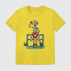 Мужская футболка Скелетик скейтер с пиццей
