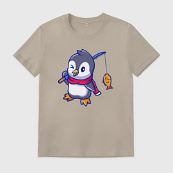 Мужская футболка Пингвин рыбак