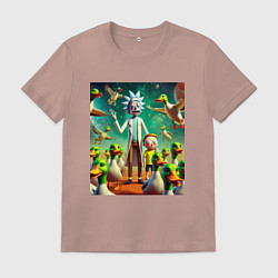 Мужская футболка Рик и Морти среди уток - нейроарт