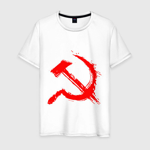 Мужская футболка Sickle and hammer red paint / Белый – фото 1