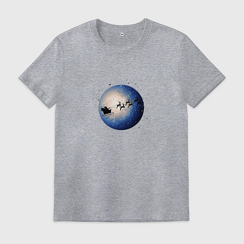 Мужская футболка Санта на оленях - темный / Меланж – фото 1