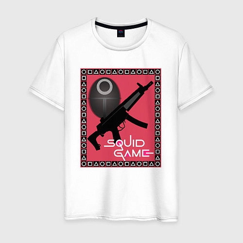 Мужская футболка Squid game gun and mask / Белый – фото 1