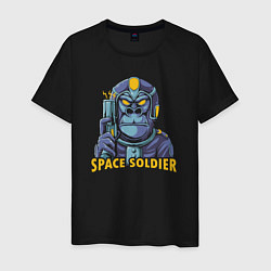 Футболка хлопковая мужская Monkey space soldier, цвет: черный