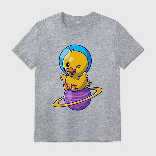 Мужская футболка Утёнок на сатурне / Меланж – фото 1