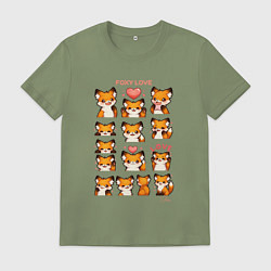 Мужская футболка Лисичка и сердечки