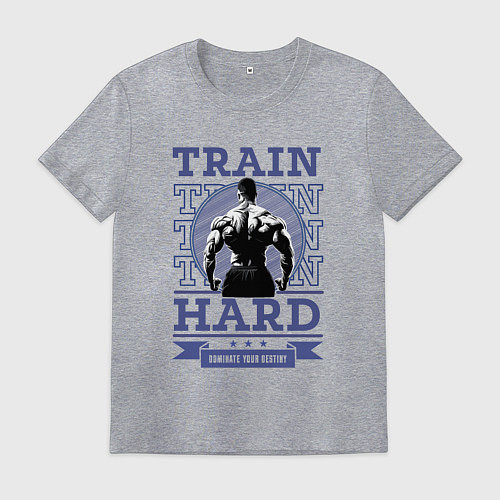 Мужская футболка Бодибилдер культурист со спины на светлом / Меланж – фото 1