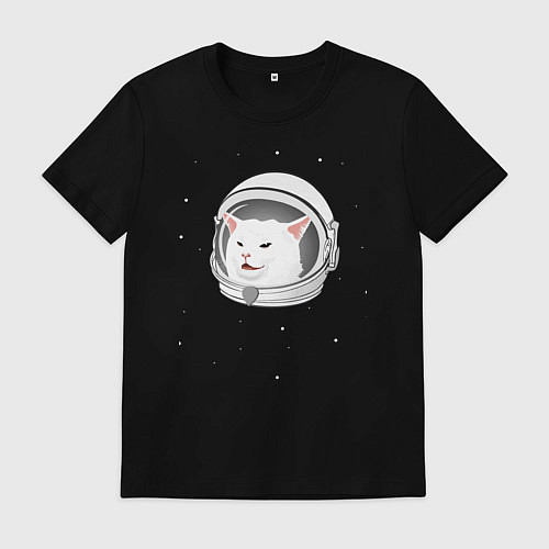 Мужская футболка Кот-мем в скафандре / Черный – фото 1
