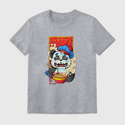 Футболка хлопковая мужская Панда ест лапшу рамен, цвет: меланж