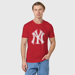 Футболка хлопковая мужская New York yankees - baseball logo, цвет: красный — фото 2