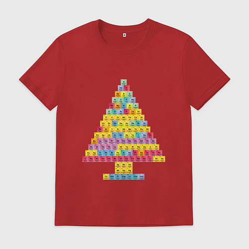 Мужская футболка Таблица Менделеева ёлка / Красный – фото 1