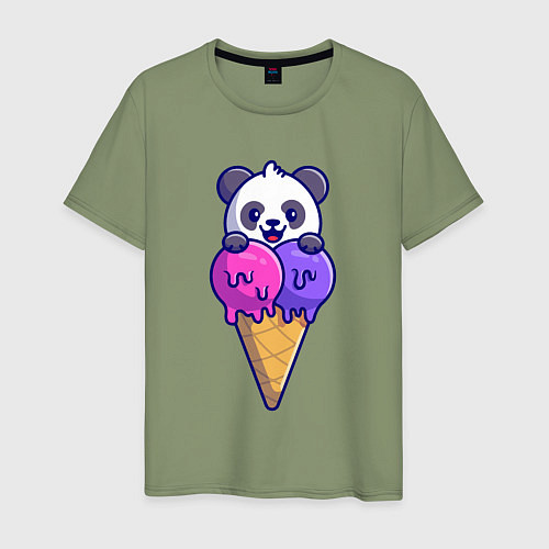 Мужская футболка Panda ice cream / Авокадо – фото 1
