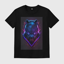 Футболка хлопковая мужская Черная пантера маска, цвет: черный