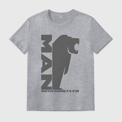 Мужская футболка MAN дальнобойщик серый логотип