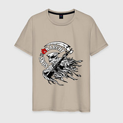 Футболка хлопковая мужская Logo Sons Of Anarchy, цвет: миндальный