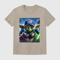 Мужская футболка Прикольный Йода с наушниками - прикол