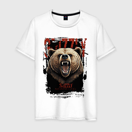 Мужская футболка Медведь гризли / Белый – фото 1