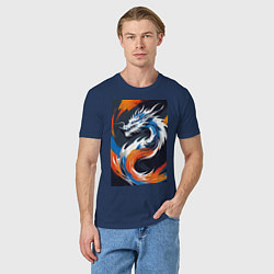 Футболка хлопковая мужская Дракон в вихре красок, цвет: тёмно-синий — фото 2
