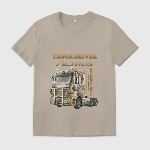 Мужская футболка Мерседес дальнобойщик / Миндальный – фото 1