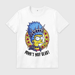 Мужская футболка Мардж Симпсон на фоне пиццы - панк жив