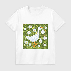 Мужская футболка Гусь в ромашках