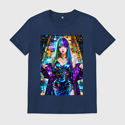 Футболка хлопковая мужская Девушка поп идол, цвет: тёмно-синий