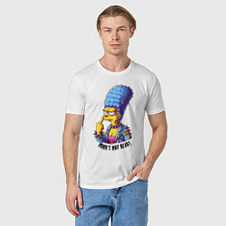 Футболка хлопковая мужская Marge Simpson - punks not dead motto, цвет: белый — фото 2