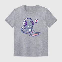 Мужская футболка Котёнок меломан